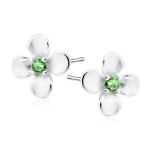 Cercei argint floare cu piatra verde DiAmanti Z2146ER_LG-DIA (Argint 925‰ 0,8 g.)